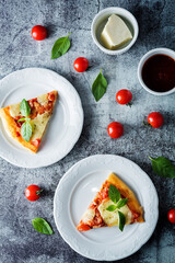 Pizza Margarita with tomato sauce and Mozzarella cheese