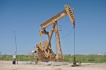 Beige pump jack front oblique angle