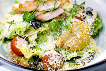 big tasty food lies on white plate on isolate