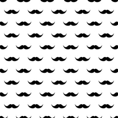 Seamless pattern with mustache. Vintage retro moustache. Facial hair. Hipster beard. Vector illustration.