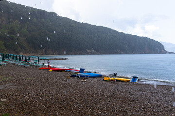 Fototapeta premium sea coast travel by sea kayaks