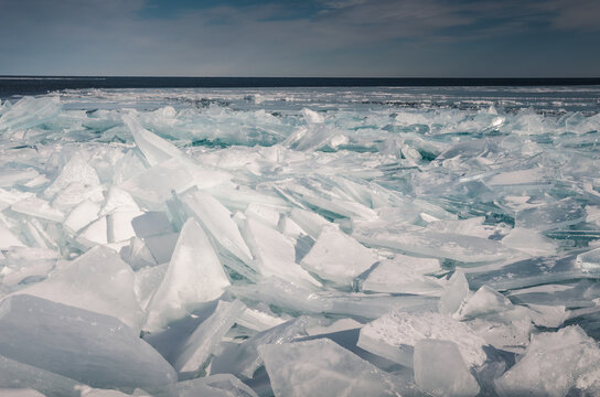 Broken Ice On The Surface Of Lake Superior, Michigan
