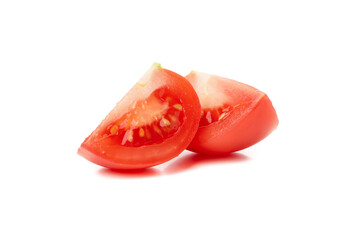 Fresh tomato slices isolated on white background