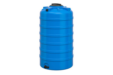 Blue Vertical Plastic Water Tank, 3D rendering