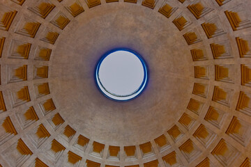 Wide Dome Pillars Altar Pantheon in Rome, Italy.