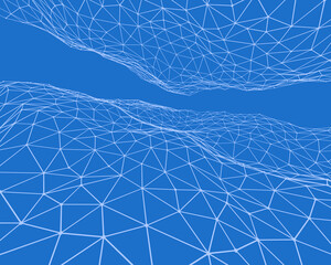 Abstract wireframe landscape background. Cyberspace grid. Digital wireframe landscape for presentations. 3d illustration