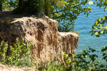 High cliffs and the Baltic Sea. Gdynia, Poland.