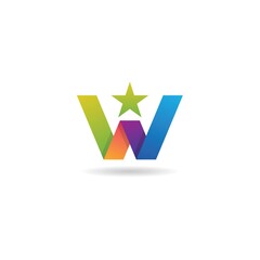 initial w colorful logo design vector, icon, symbol, element, template