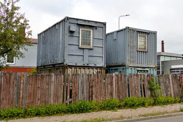 Fototapeta na wymiar Housing from a sea container. Modular house.