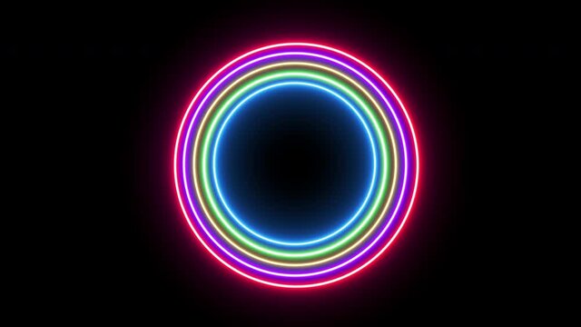 Pride rainbow colorful neon lights animation peace love gender equality concept