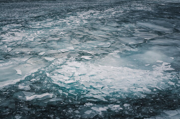 Broken ice on the surface of Lake Superior, Michigan