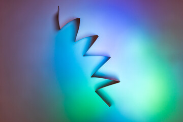 Modern festive abstract vector template with angular multicolored neon figures