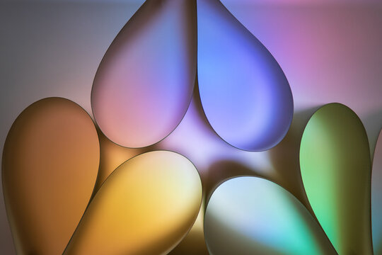 Abstract multicolored background with glowing bubbles of different shapes and colors