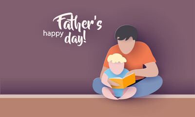 Young man with his baby son reading book