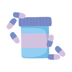 medicine bottle with capsules prescription isolated design icon