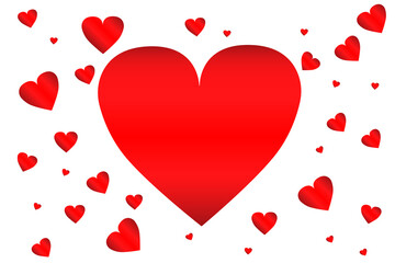 Beautiful Hearts Falling on Background. Invitation Template Background Design, Greeting Card, Poster. Valentine Day. 8 march Vector illustration