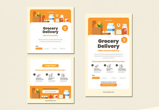 Grocery Delivery Social Media Layouts