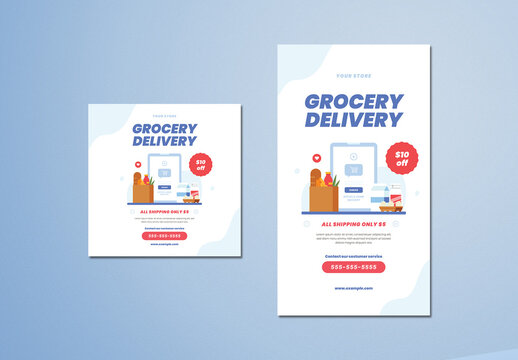 Grocery Delivery Social Media Layouts
