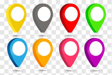 Rainbow colors glossy 3D vector map point markers