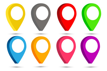 Rainbow colors glossy 3D vector map point markers