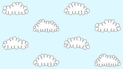 Clouds in the sky, simple hand drawn seamless pattern