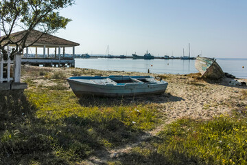 Fototapeta premium Coastal Street of town of Nea Moudania, Chalkidiki, Greece
