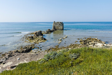 View of Coastal street of Nea Poteidaia, Chalkidiki, Greece