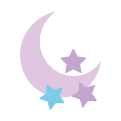 half moon and stars decoration isolated design icon