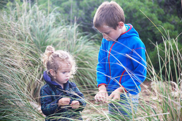 Portrait of two siblings.