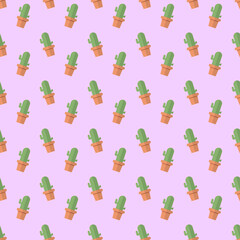 Cactus Cacti Seamless Pattern Pink Background Illustration