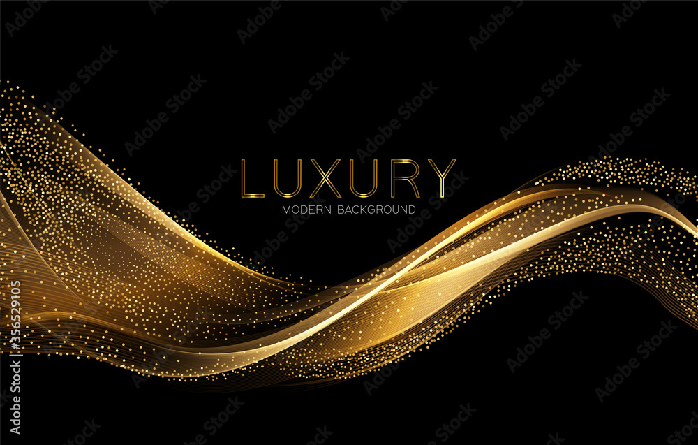 Poster abstract shiny color gold wave design element