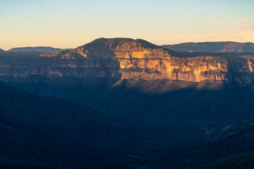 Sunset view in the Blue Mountains, New South Wales, Australia from the Grand canyon lookout