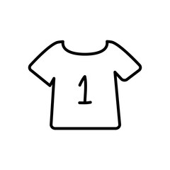 soccer tshirt with number one icon, line style