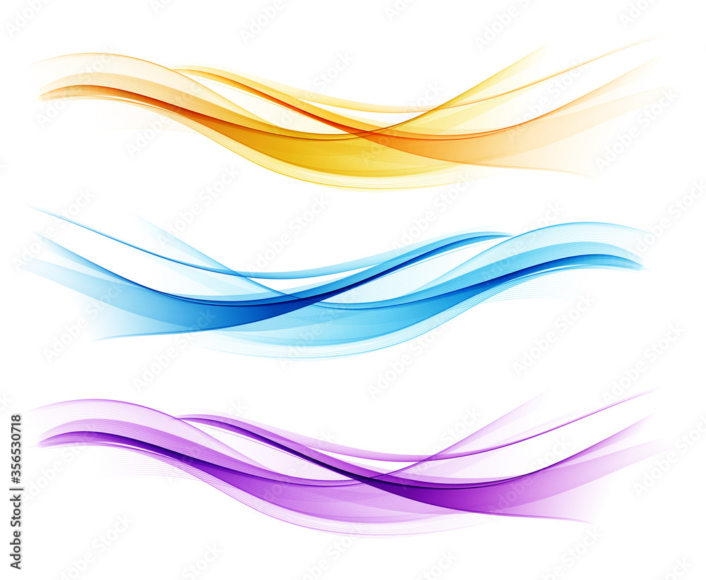Poster Set of color abstract wave design element