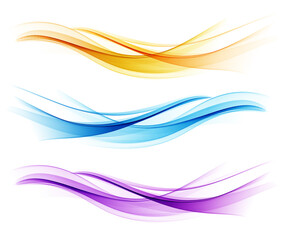 Fototapeta Set of color abstract wave design element obraz
