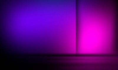 Ultraviolet futuristic abstract light. light laser line. Violet and pink gradient. Modern background, neon light. Empty stage, spotlights, neon. Reflection on the water, symmetry.