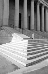 Wide, abstract, geometric fine art photography shots of granite, stone, or cement stairs and steps in black and white from city monuments and landmarks.