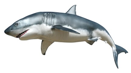 Shark isolated on white background 3d illustration