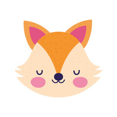cute fox face little animal cartoon isolated design icon