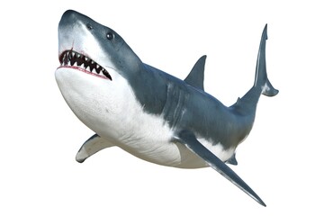 Fototapeta premium Shark isolated on white background 3d illustration