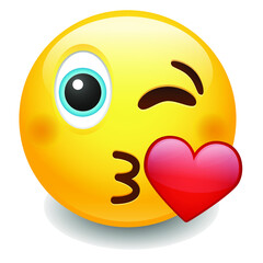 Kiss  Expression Emoji Smiley Face Vector Design Art
