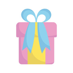 baby shower, wrapped gift box surprise, announce newborn welcome isolated design icon