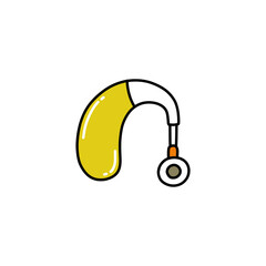 hearing aid doodle icon, vector illustration