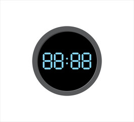 round digital clock with yellow number template vector icon editable design