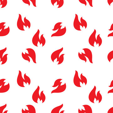 Red fire flames seamless pattern for background or safety concept design