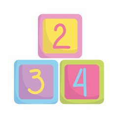 baby shower, cubes with numbers toys, announce newborn welcome isolated design icon