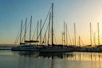Fototapeta na wymiar sunset at the marina