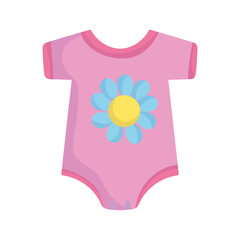 baby shower, bodysuit with flower, announce newborn welcome isolated design icon