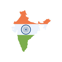 India independence day concept, India map with flag design, flat style