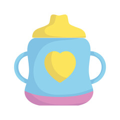 baby shower, cup feeding with heart, announce newborn welcome isolated design icon